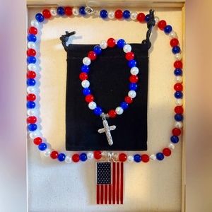 United States flag Necklace and Bracelet